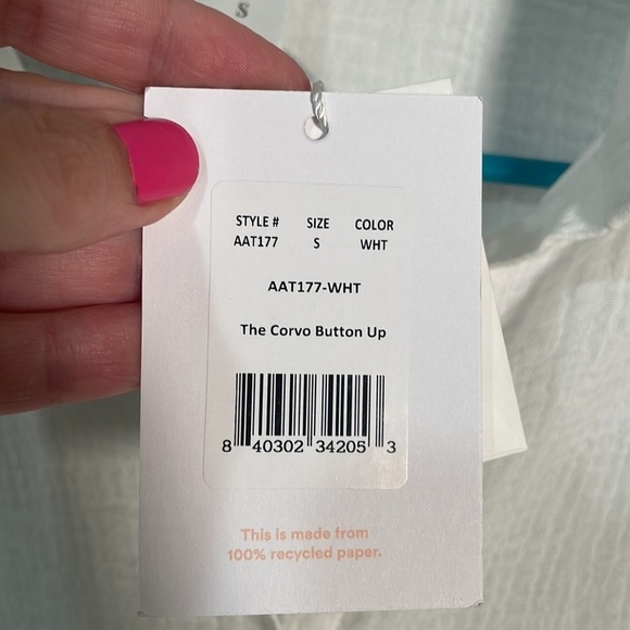 Andie The Corvo Button Up Top Cover Up White size XS S XL NWT - Picture 10 of 10